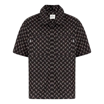 Mads Nørgaard Shirt Skully AOP 202403 Black/Vintage Khaki
